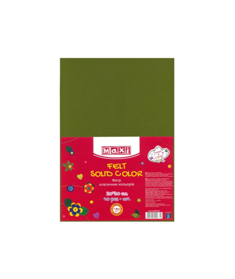 Fetru, 20x30cm, 180g/m2, verde olive, 10 foi, MAXI